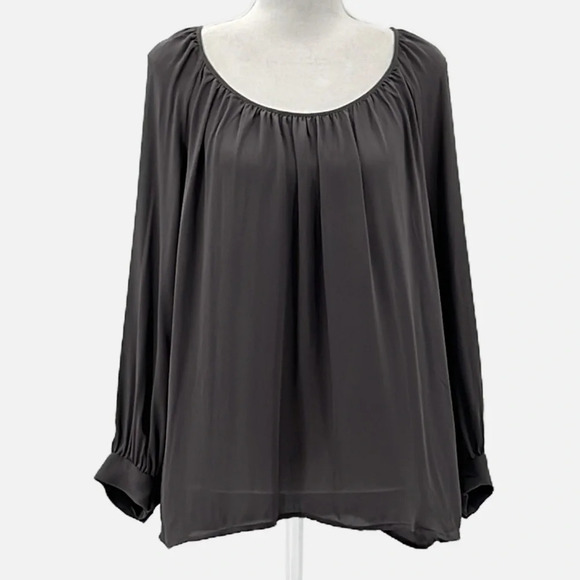 Joie Silk Long Sleeve Blouse in Grey - Size Medium - Picture 3 of 7